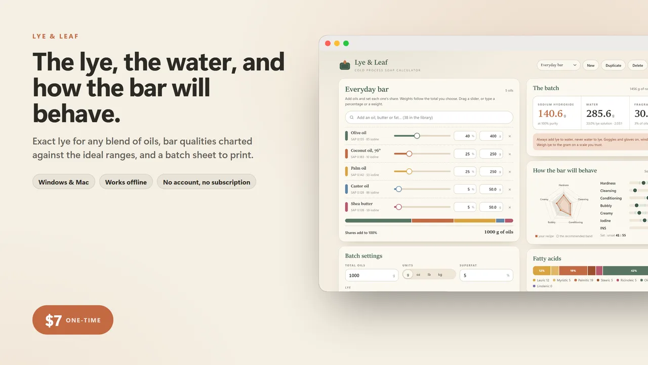 Lye & Leaf Soap Calculator cover