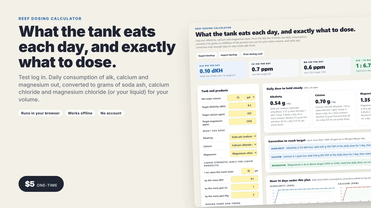 Reef Tank Dosing Calculator cover