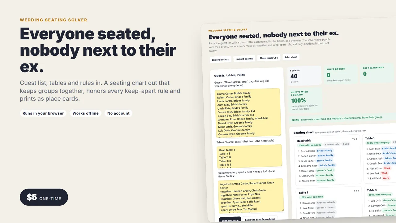 Wedding Seating Chart Solver cover
