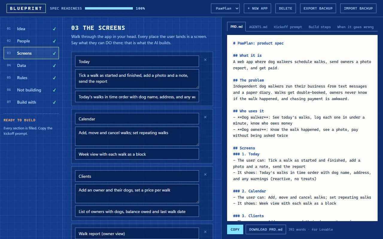 Blueprint screenshot 1