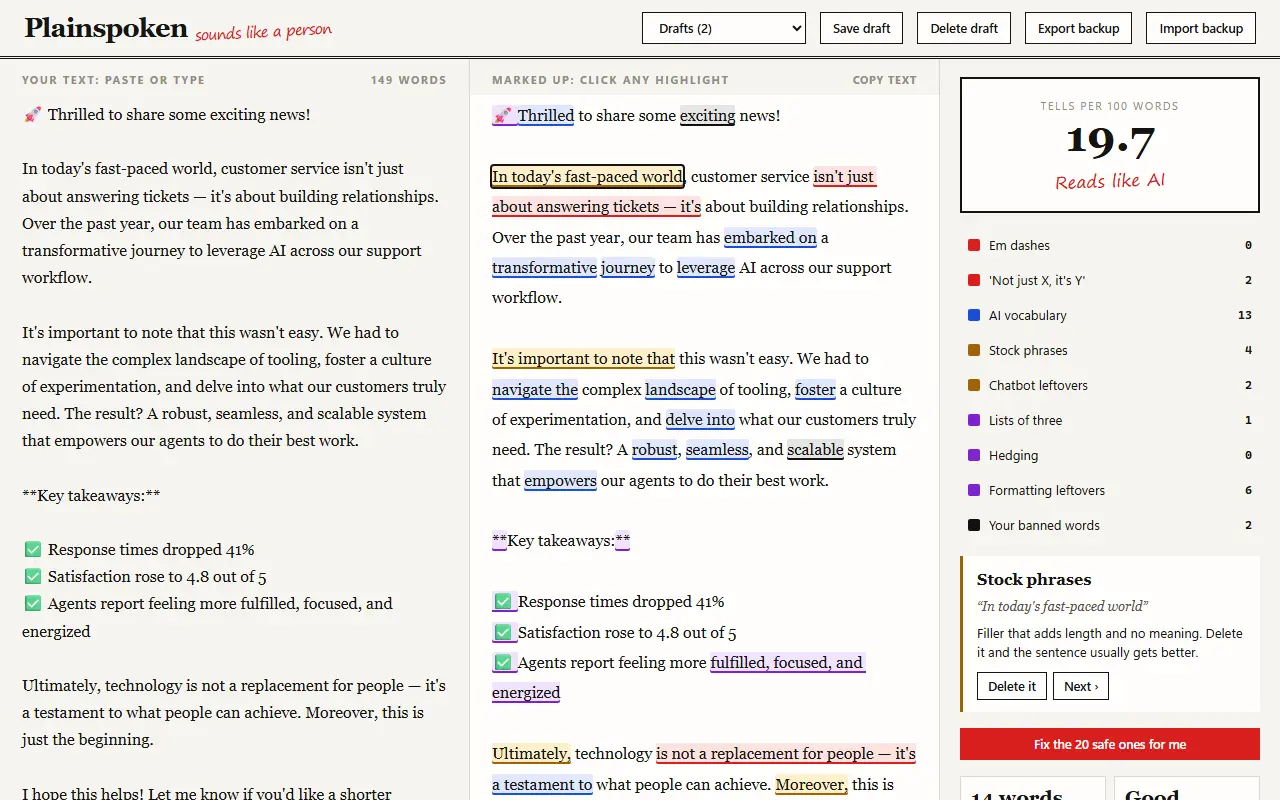 Plainspoken screenshot 1