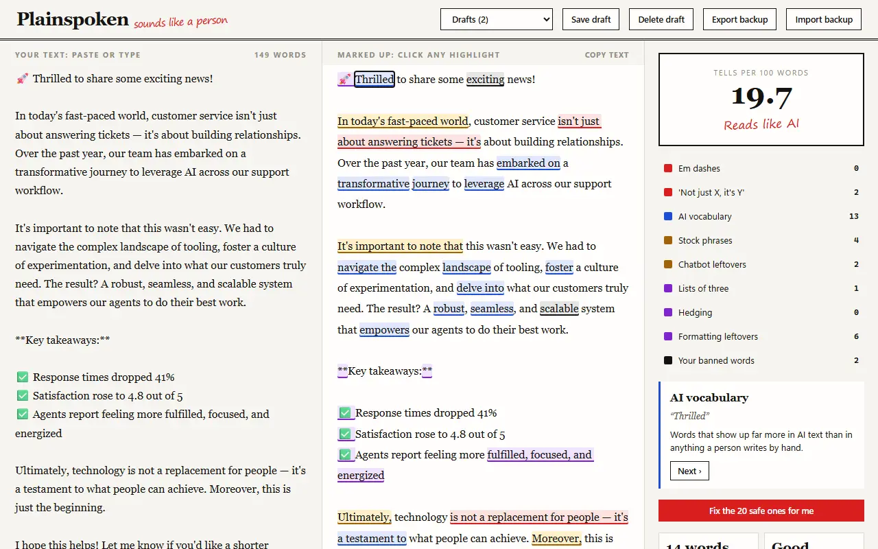 Plainspoken screenshot 2